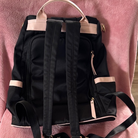 Stylish Black Backpack with Pink Accents